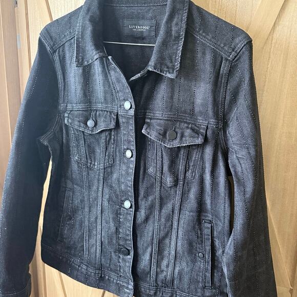 Embellished Liverpool Los Angeles LM1004R8 Classic Jean Jacket, Black, Large - Picture 7 of 14